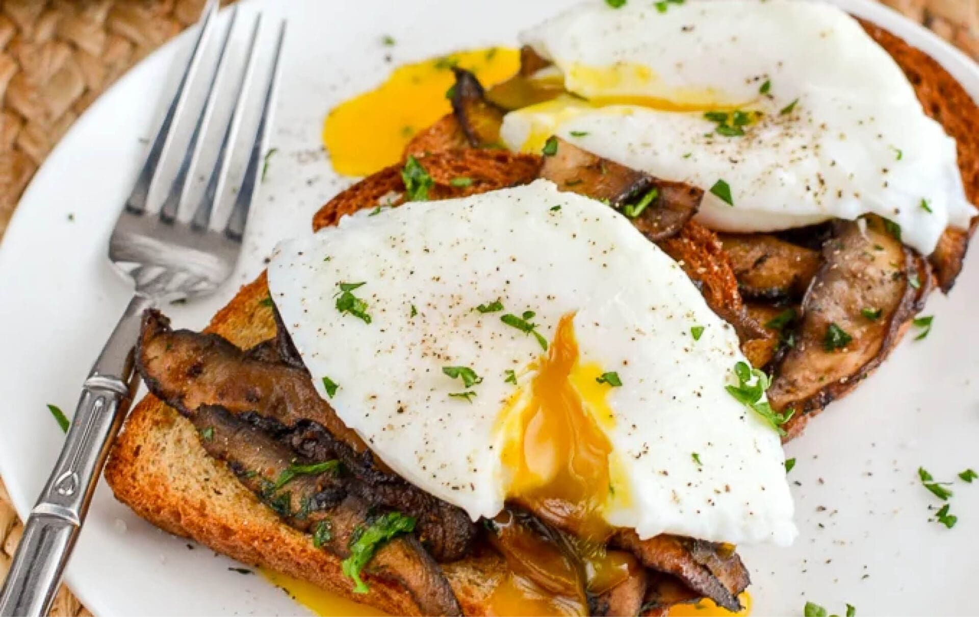 Mushroom hash and poached eggs