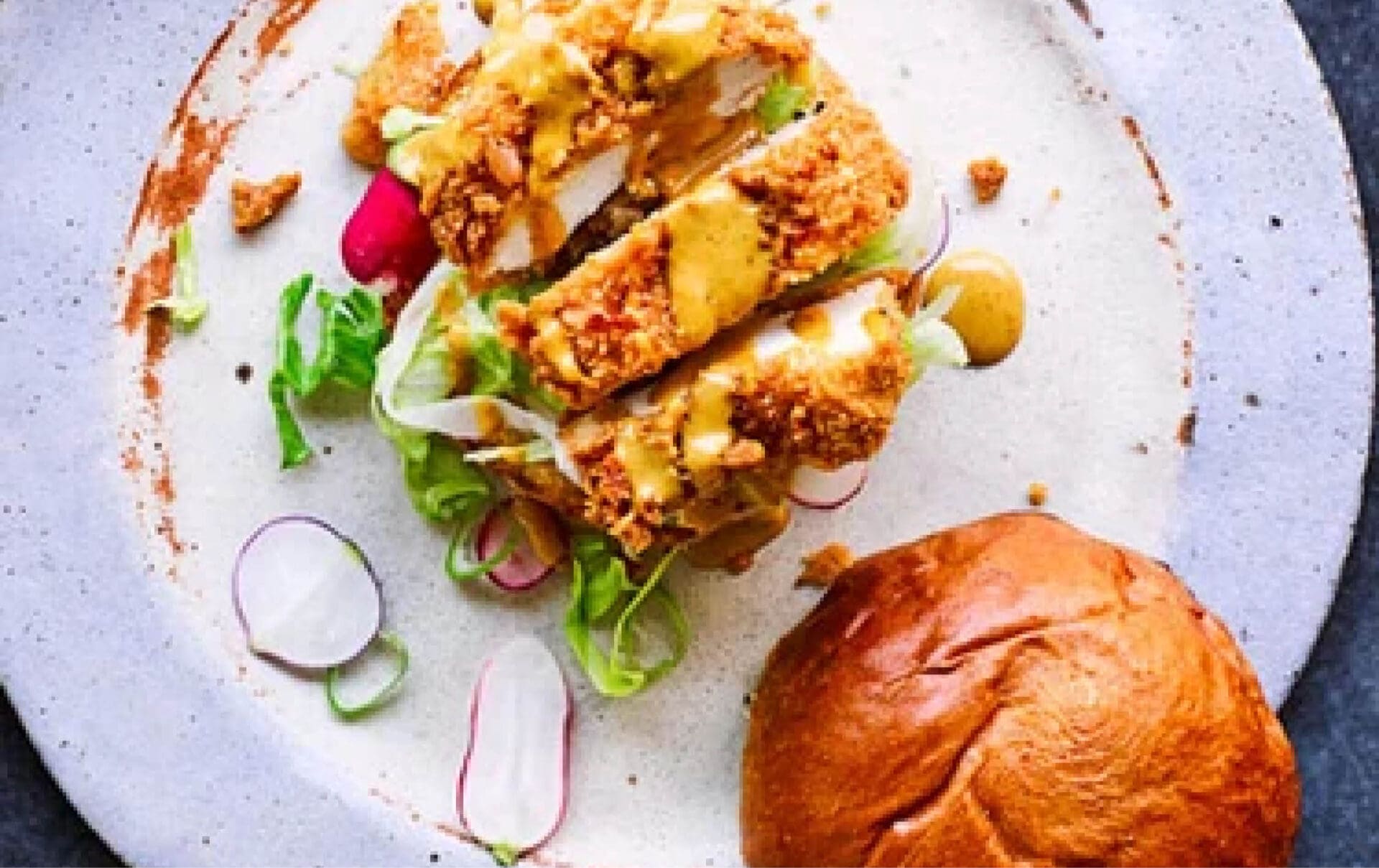 Chicken Katsu Burger With Salad